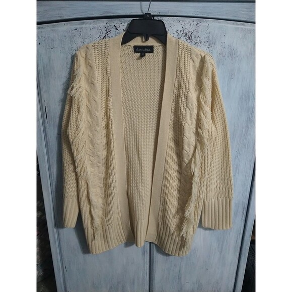 Allison Andrews Fringed Cream Open Cardigan Small - Picture 1 of 9